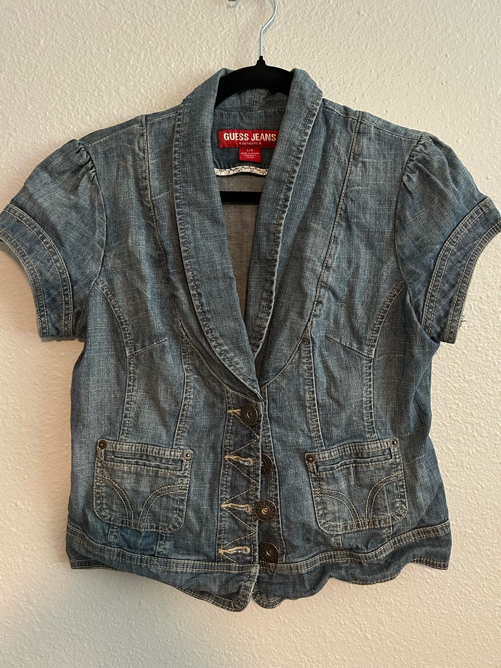VINTAGE Guess Jeans Light Blue Denim Short-Sleeve Jacket